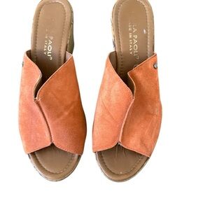 Orange Suede Mules with Cushioned Footbed